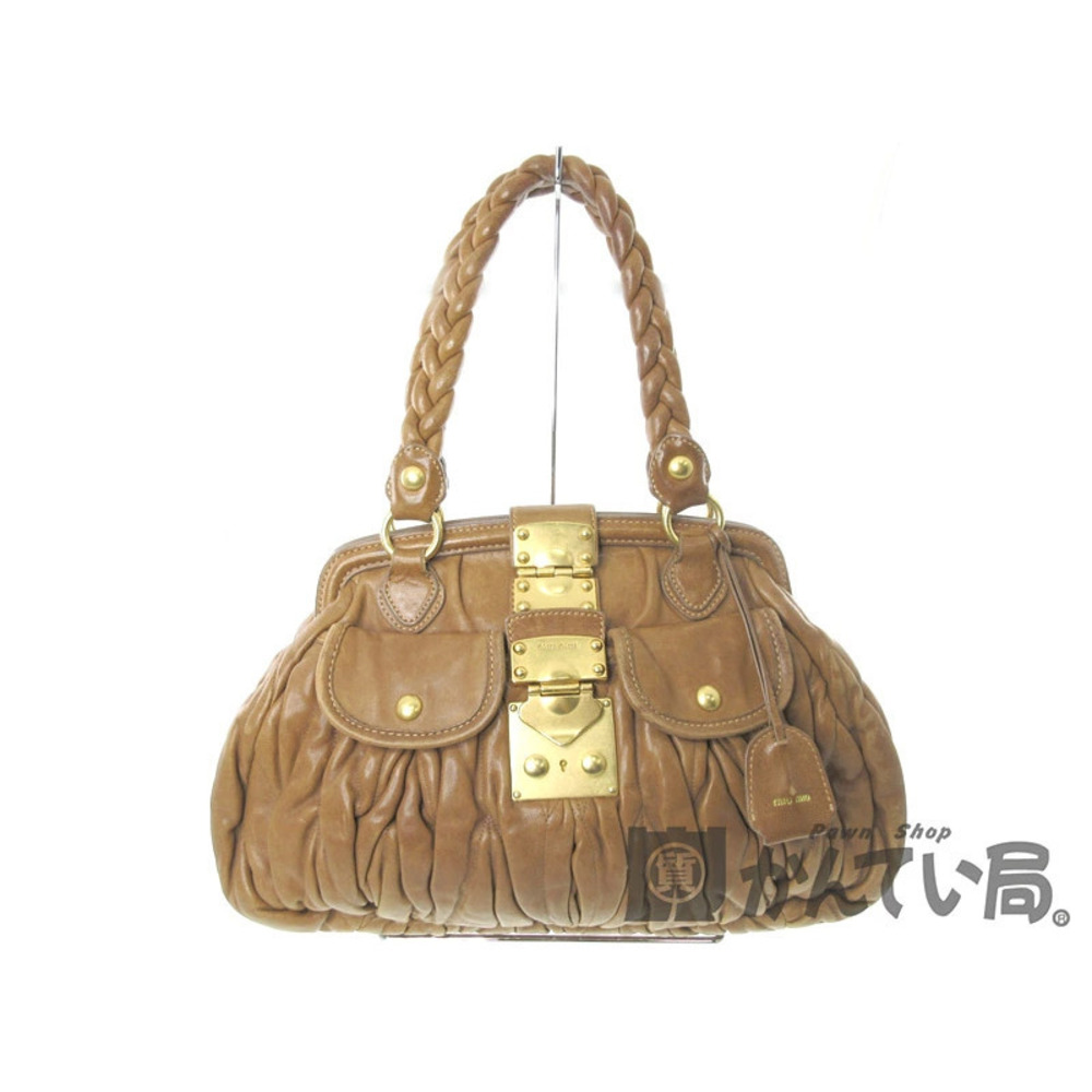 Miu Miu Gamaguchi Bag Handbag Leather Brown